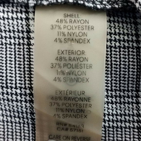 Calvin Klein Black White Plaid Pull-On Flat Front Stretch Ankle Pants Womens 14 - Picture 10 of 13